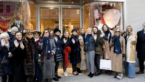 Members of The Society of MSK standing outside the Veronica Beard store in New York City during the Miracle on Madison Avenue shopping event.