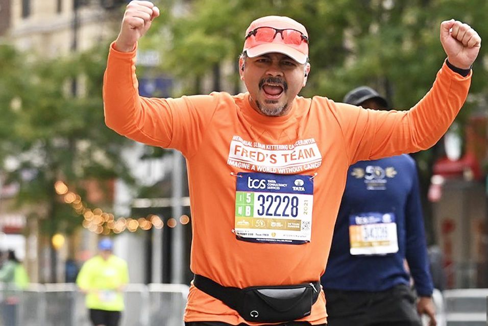 Dr. Saad Usmani running the TCS New York City Marathon.